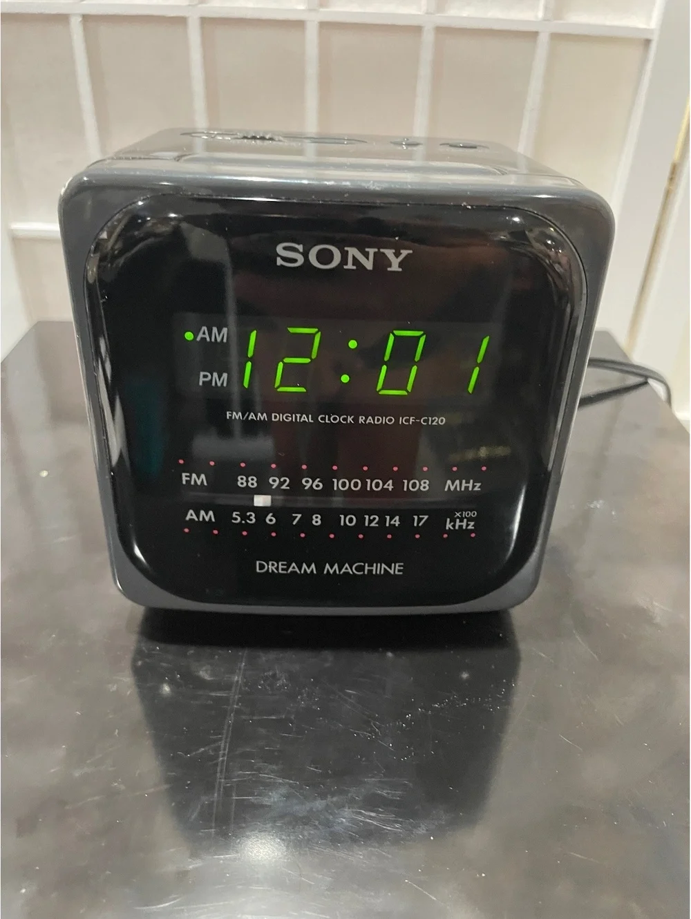 Vintage Black SONY ICF-C120 Dream Machine Alarm Clock - Tested Working